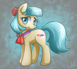 Size: 600x541 | Tagged: safe, artist:sanraia, derpibooru import, coco pommel, earth pony, pony, abstract background, female, mare, solo