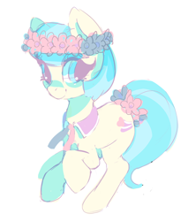 Size: 632x743 | Tagged: safe, artist:mewball, derpibooru import, coco pommel, rarity takes manehattan, floral head wreath, flower, solo