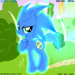 Size: 500x500 | Tagged: artist needed, source needed, safe, derpibooru import, oc, oc only, oc:sonic dash, ponified, solo, sonic the hedgehog, sonic the hedgehog (series)