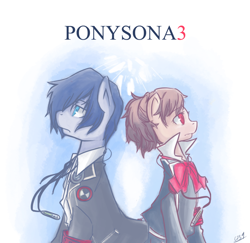 Size: 900x876 | Tagged: safe, artist:coin-trip39, derpibooru import, minato arisato, persona, persona 3, ponified