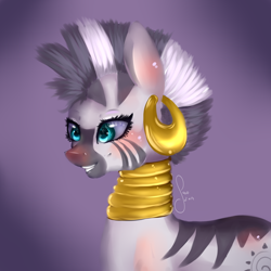 Size: 2000x2000 | Tagged: safe, artist:saoiirse, zecora, zebra, bust, painting, portrait, solo