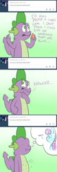 Size: 1000x3000 | Tagged: safe, artist:fledgex, derpibooru import, spike, crystal pony, dragon, pony, ask, comic, stomach growl, stomach noise, text, the right-hand dragon, tumblr