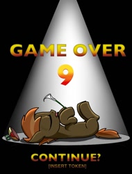 Size: 760x1000 | Tagged: safe, artist:kill joy, button mash, earth pony, pony, background pony, colt, eyes closed, fanfic art, fanfic cover, flower, funny, funny aneurysm moment, game over, male, playing dead, spotlight