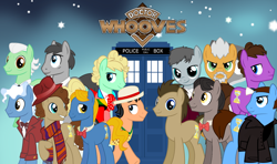 Size: 1366x809 | Tagged: safe, derpibooru import, doctor whooves, ascot tie, beard, blazer, bowtie, cravat, doctor who, eighth doctor, eleventh doctor, facial hair, fedora, fifth doctor, first doctor, fourth doctor, frock coat, jumper, ninth doctor, panama hat, peacoat, polka dots, scarf, second doctor, seventh doctor, sixth doctor, sweater vest, tardis, tenth doctor, third doctor, trenchcoat, twelfth doctor, war doctor