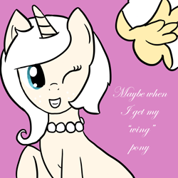 Size: 2400x2400 | Tagged: safe, artist:ivorylace, artist:katiespalace, derpibooru import, oc, oc only, oc:ivory lace, pegasus, pony, unicorn, ask, ask ivory lace, solo, tumblr, wings