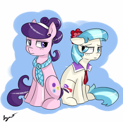 Size: 4000x4000 | Tagged: safe, artist:bloodyhellhayden, derpibooru import, coco pommel, suri polomare, rarity takes manehattan