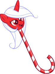 Size: 1144x1543 | Tagged: safe, artist:cw, derpibooru import, oc, oc only, oc:peppermint snowflake, candy cane, cane, not a scepter, solo, twilight scepter