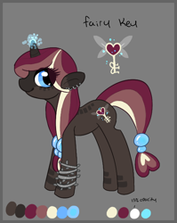 Size: 514x645 | Tagged: safe, artist:by-the-lantern-light, oc, oc only, pony, unicorn, adoptable, key, magic, solo