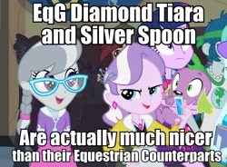 Size: 960x706 | Tagged: safe, derpibooru import, diamond tiara, silver spoon, equestria girls, headcanon, image macro