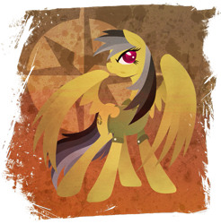 Size: 901x916 | Tagged: safe, artist:rariedash, derpibooru import, daring do, pegasus, pony, colored pupils, cutie mark, cutie mark background, female, lineless, mare, solo, spread wings, wings