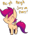 Size: 799x943 | Tagged: safe, artist:spanish-scoot, derpibooru import, scootaloo, captain obvious, horses doing horse things, preguntascootaloo, solo, spanish