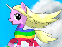 Size: 1600x1200 | Tagged: safe, artist:zorbitas, derpibooru import, adventure time, lady rainicorn, ponified, solo