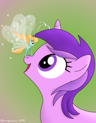 Size: 1011x1292 | Tagged: safe, artist:bluemeganium, amethyst star, sparkler, breezie, it ain't easy being breezies, cute, duo, eye contact, gradient background, happy, smiling