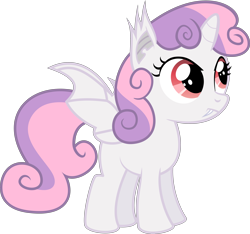Size: 5000x4673 | Tagged: safe, artist:apony4u, sweetie belle, alicorn, bat pony, bat pony alicorn, pony, absurd resolution, bat ponified, cute, female, filly, foal, race swap, simple background, solo, sweetie bat, sweetiecorn, transparent background, vector, xk-class end-of-the-world scenario