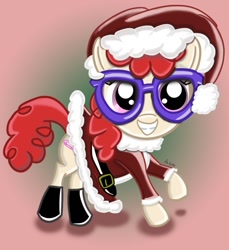 Size: 856x934 | Tagged: safe, artist:ronaldhennessy, derpibooru import, twist, christmas, clothes, glasses, hat, santa claus, santa costume, santa hat, solo