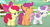 Size: 410x224 | Tagged: safe, derpibooru import, screencap, apple bloom, scootaloo, sweetie belle, flight to the finish, cringing, cutie mark crusaders, eyes closed, lidded eyes, one of these things is not like the others, unhappy