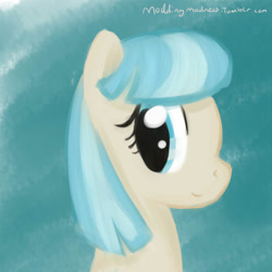 Size: 1000x1000 | Tagged: safe, artist:modding madness, derpibooru import, coco pommel, rarity takes manehattan, bust, painting, portrait, solo