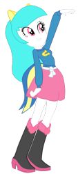 Size: 601x1330 | Tagged: safe, artist:alejamoreno-brony, derpibooru import, oc, oc only, oc:cotton heart, equestria girls, boots, clothes, fake tail, helping twilight win the crown, high heel boots, simple background, skirt, solo, transparent background, wondercolts, wondercolts uniform