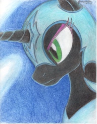 Size: 1024x1303 | Tagged: safe, artist:thewolfheart89, derpibooru import, nightmare moon, solo, traditional art