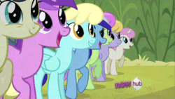 Size: 640x360 | Tagged: safe, derpibooru import, edit, edited screencap, screencap, amethyst star, bon bon, carrot top, cloud kicker, golden harvest, merry may, minuette, sassaflash, sparkler, sweetie drops, twinkleshine, human, putting your hoof down, animated, audience, cheering, clapping, clopplauding, concert, crowd, happy, hub logo, hubble, irl, irl human, it ain't easy being cheesy, justin bieber, photo, stamping, stomping