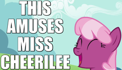 Size: 700x400 | Tagged: safe, edit, edited screencap, screencap, cheerilee, the cutie pox, caption, eyes closed, image macro, laughing, reaction image, solo