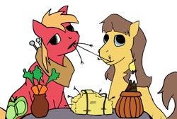 Size: 900x606 | Tagged: safe, artist:stileelits, derpibooru import, big macintosh, caramel, earth pony, pony, caramac, gay, lady and the tramp, male, shipping, spaghetti scene, stallion