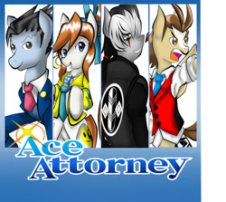 Size: 600x534 | Tagged: safe, artist:fourze-pony, derpibooru import, ace attorney, apollo justice, athena cykes, capcom, comic, cover, crossover, game cover, group, parody, phoenix wright, ponified, simon blackquill, tumblr