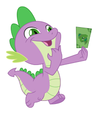 Size: 550x720 | Tagged: safe, artist:bradleyeighth, artist:pixelsofsin, spike, dragon, currency, simple background, solo, transparent background, twiface, vector