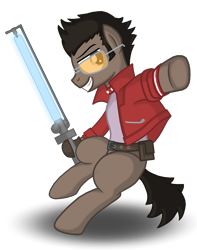 Size: 3000x3800 | Tagged: safe, artist:drako1997, derpibooru import, beam katana, no more heroes, ponified, solo, travis touchdown