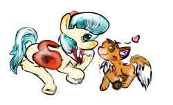 Size: 899x546 | Tagged: safe, artist:xxselfdestructxx, derpibooru import, coco pommel, fox, rarity takes manehattan, heart