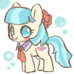 Size: 500x500 | Tagged: safe, artist:wolfwings, derpibooru import, coco pommel, rarity takes manehattan, blushing, chibi, cocobetes, cute, no pupils, pixiv, solo