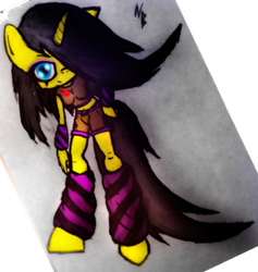 Size: 1024x1079 | Tagged: safe, artist:midnightmint-1, derpibooru import, oc, oc only, oc:palette, anthro, anthro oc, colored, hair over one eye, sketch, solo, traditional art