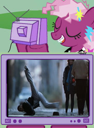 Size: 563x771 | Tagged: safe, derpibooru import, cheerilee, 80s, 80s cheerilee, breakdancing, exploitable meme, flashdance, meme, obligatory pony, tv meme