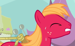 Size: 1200x730 | Tagged: safe, screencap, big macintosh, earth pony, pony, hearts and hooves day (episode), hearts and hooves day, lip bite, male, solo, stallion, sweat