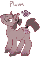 Size: 324x480 | Tagged: safe, artist:luvlymilk, derpibooru import, oc, oc only, food pony, original species, plum, solo