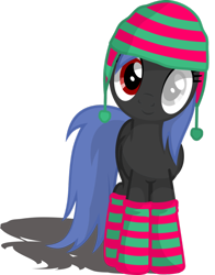 Size: 792x1009 | Tagged: safe, artist:halcoon-145, derpibooru import, oc, oc only, clothes, hat, heterochromia, painty, palette swap, socks, solo, striped socks