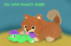 Size: 560x366 | Tagged: safe, artist:mr tiggly the wiggly walnut, derpibooru import, dog, fluffy pony, pomeranian