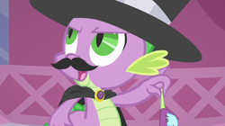 Size: 1054x592 | Tagged: safe, derpibooru import, screencap, spike, dragon, owl's well that ends well, dastardly spike, solo, spikely whiplash