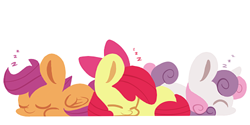 Size: 500x250 | Tagged: safe, artist:php56, derpibooru import, apple bloom, scootaloo, sweetie belle, adorabloom, chibi, cute, cutealoo, cutie mark crusaders, diasweetes, sleeping