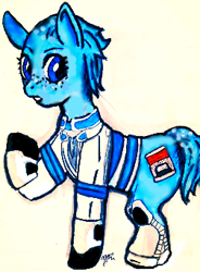 Size: 252x342 | Tagged: safe, artist:unoriginai, derpibooru import, alien, liara t'soni, mass effect, old, ponified, solo