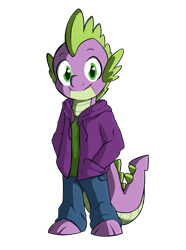 Size: 1401x1888 | Tagged: safe, artist:nolycs, derpibooru import, spike, anthro, clothes, cute, hands in pockets, hoodie, looking at you, male, simple background, solo, spikabetes, transparent background