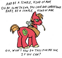 Size: 700x655 | Tagged: safe, artist:closer-to-the-sun, derpibooru import, big macintosh, earth pony, pony, lynyrd skynyrd, lyrics, male, solo, stallion