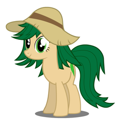 Size: 683x717 | Tagged: artist needed, safe, sweet leaf, pony, equestria girls, alternate design, background human, equestria girls ponified, hat, ponified, solo, straw hat