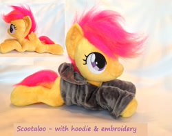 Size: 3032x2384 | Tagged: safe, artist:epicrainbowcrafts, scootaloo, clothes, cute, cutealoo, hoodie, irl, photo, plushie