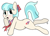 Size: 883x627 | Tagged: safe, artist:silver1kunai, derpibooru import, coco pommel, blushing, prone, solo