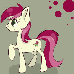 Size: 894x894 | Tagged: safe, artist:skune, derpibooru import, roseluck, earth pony, pony, female, mare, profile, raised hoof, smiling, solo