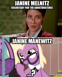 Size: 520x648 | Tagged: safe, derpibooru import, screencap, grace manewitz, rarity takes manehattan, ghostbusters, glasses, janine melnitz