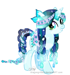 Size: 1225x1300 | Tagged: safe, artist:diigii-doll, oc, oc only, oc:aqua wish, pony, unicorn, crystallized, solo