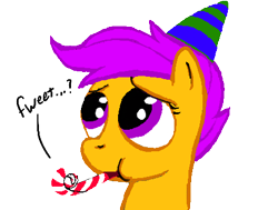 Size: 450x340 | Tagged: artist needed, safe, derpibooru import, scootaloo, hat, party hat, solo