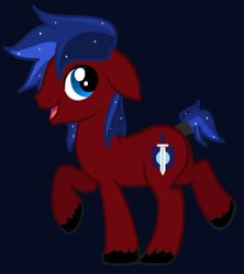 Size: 400x451 | Tagged: safe, artist:unoriginai, derpibooru import, oc, oc only, oc:ares, black background, offspring, parent:big macintosh, parent:princess luna, parents:lunamac, simple background, solo